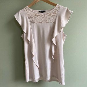 Cream flutter-sleeve shell from BR